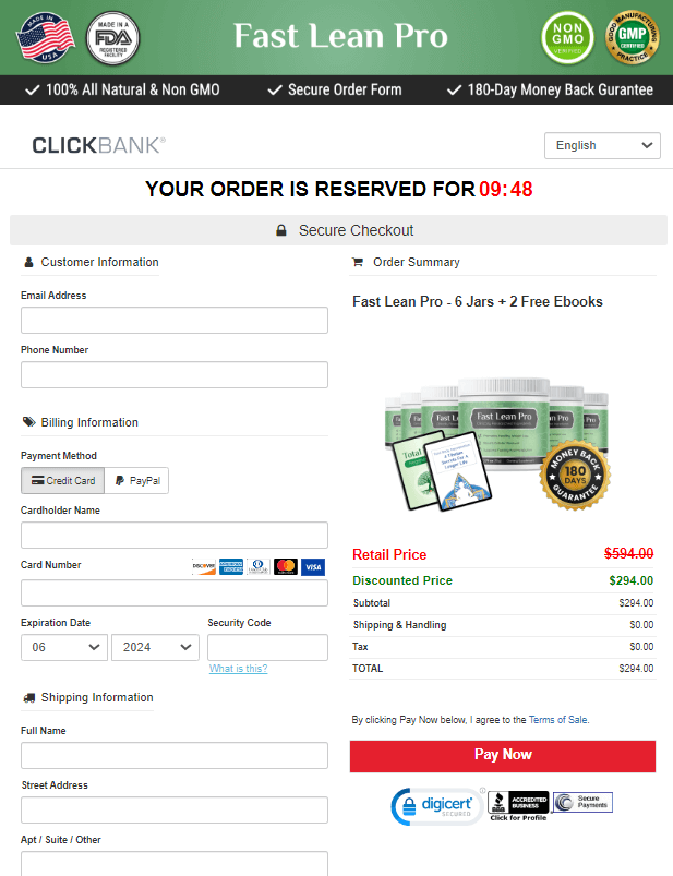Fast Lean Pro Get Official Site Checkout Page
